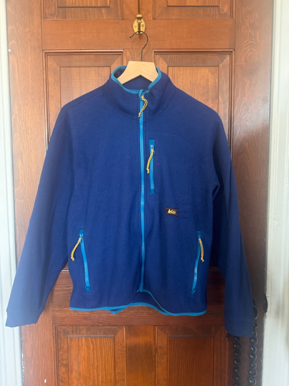 REI Royal Blue Zip Fleece Set with Teal and Yellow Accents